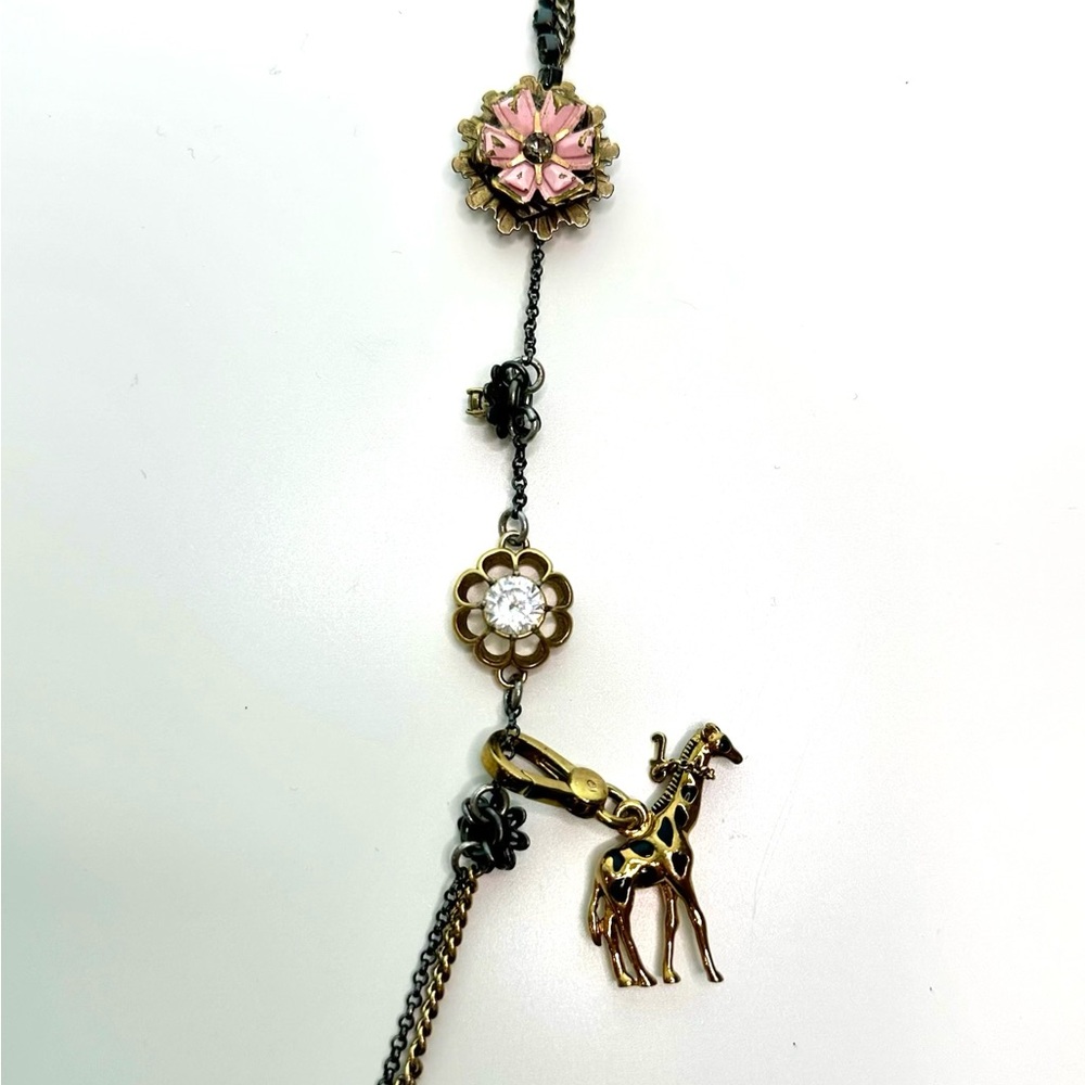 Juicy Couture Chunky Charm Silver Gold Black Tone Crystal Statement Necklace - Picture 14 of 16